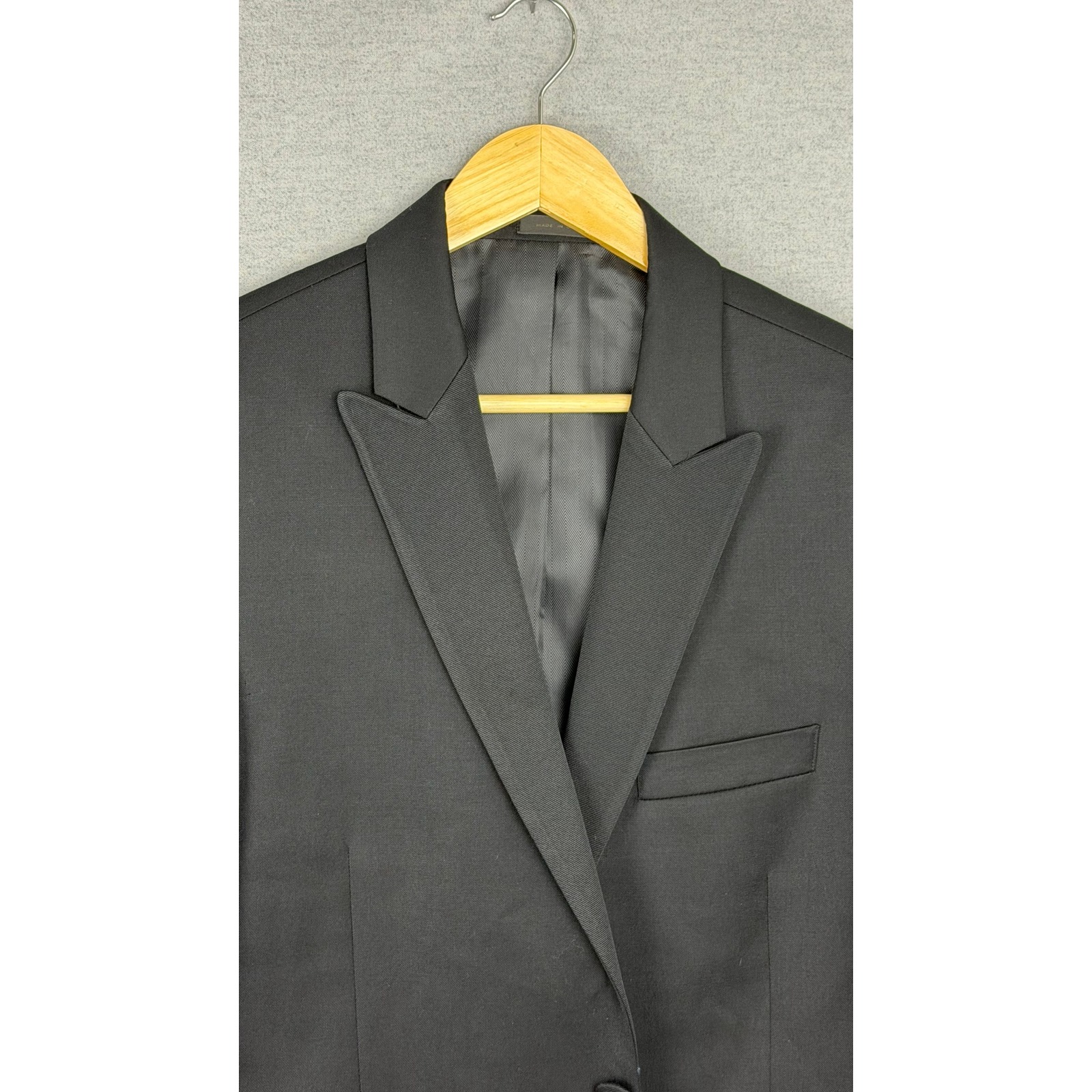 Joseph Abboud Mens Blazer 40r Slim Fit Super 130s Wool Black Peak Lapel Hb3230